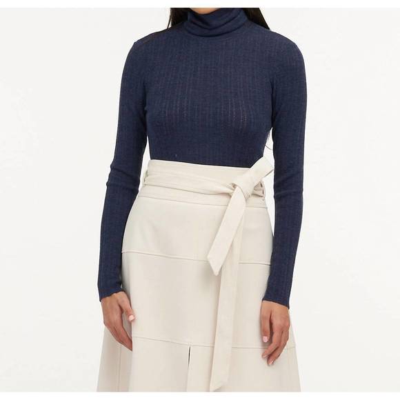 NEW TANYA TAYLOR kayden knit top in melange navy